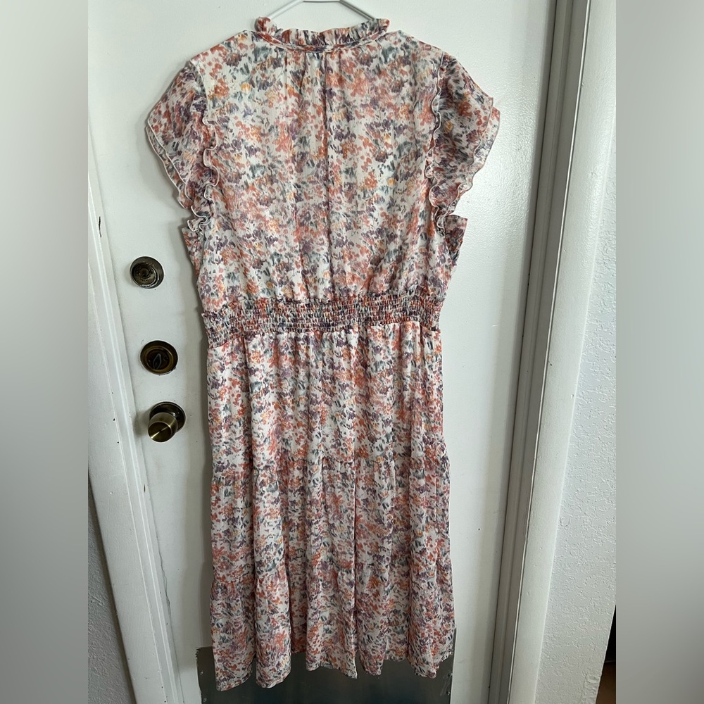 Floral Ruffle Midi Dress - Picture 2 of 5